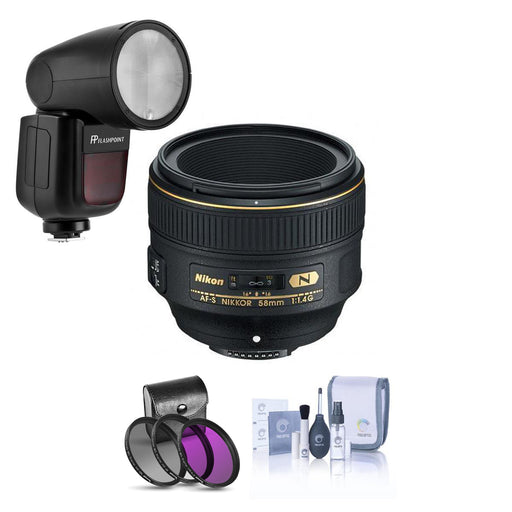 Nikon AF-S NIKKOR 58mm f/1.4G Lens + FP Zoom Li-on X R2 Flash + Lens Kit