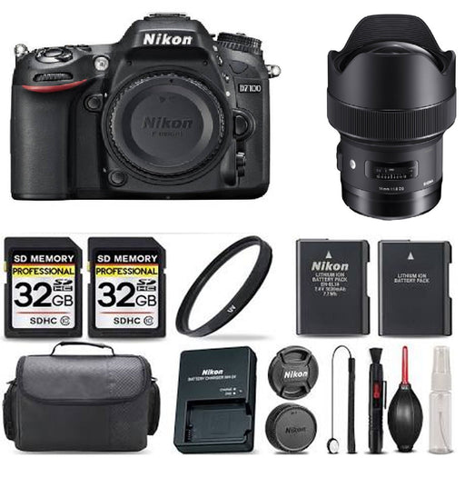 Nikon D7100 Digital SLR Camera 24.1MP with SIGMA 14mm ART Lens Ultra Savings Bundle!