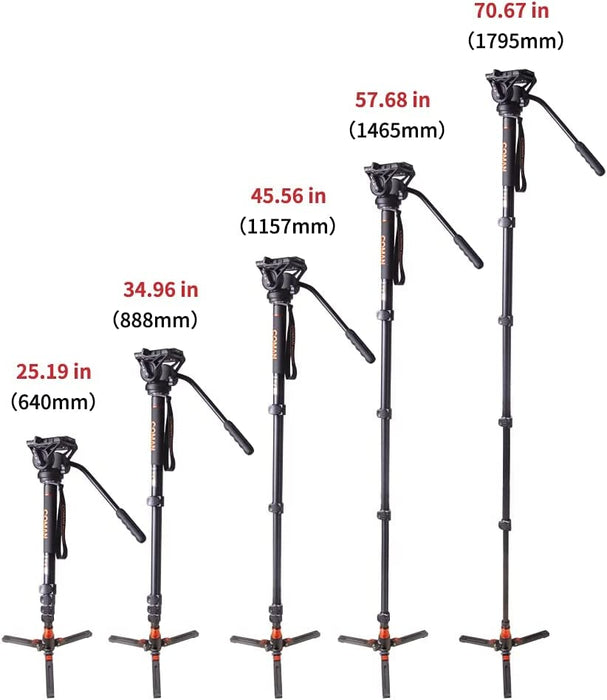 Monopod with Feet, Professional Video Camera Monopod with Tripod Stand 70.6 inch Max Load 22 Lbs