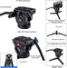 Monopod, 73.2 inch Professional Monopod Tripod Lightweight Aluminum Telescopic Camera Monopod with feet and Pan Tilt Fluid Head for DSLR Video Cameras