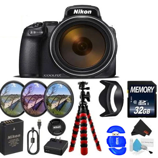 Nikon Coolpix P1000 16MP 125x Super-Zoom Digital Camera + 32GB | Filters | Flexible Tripod & More Bundle