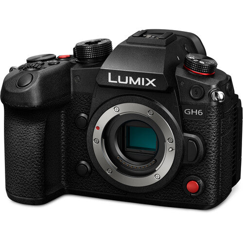 Panasonic Lumix GH6 Mirrorless Camera Body, Bundle with 512GB CFexpress Type-B Memory Card, Backpack, 2x Battery, Dual Charger, Strap, Mic, Tripod, Screen Protector, SD Card Case, Cleaning Kit
