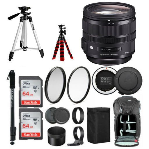 Sigma 24-70mm f/2.8 DG OS HSM Art Lens for Canon EF W/2x64GB Memory Card &amp; More