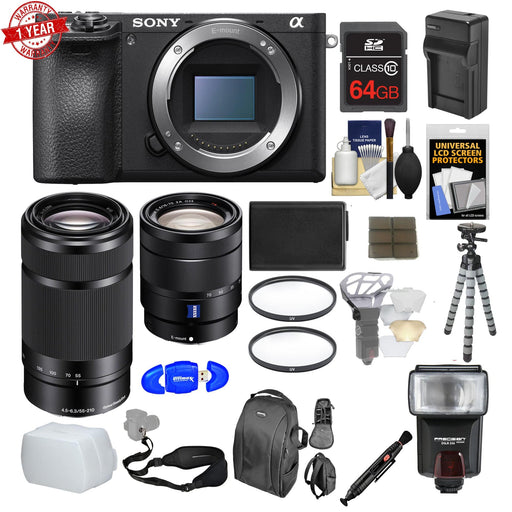 Sony Alpha a6500 4K Wi-Fi Digital Camera Body with 16-70mm f/4 & 55-210mm Lenses Deluxe Bundle