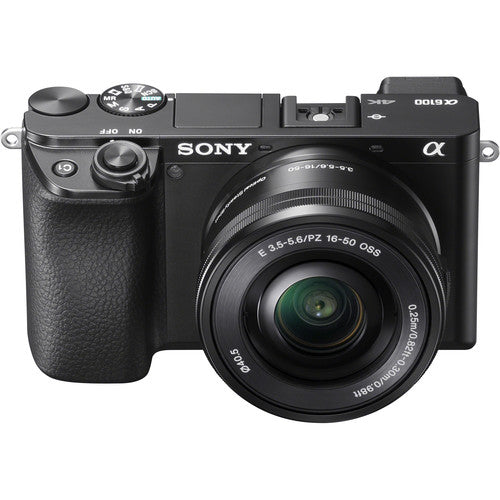 Sony Alpha a6100 Mirrorless Camera with 16-50mm and 55-210mm Lenses, Video Bundle + LED Video Light + Extreme Speed 64GB Memory(20pc Bundle)