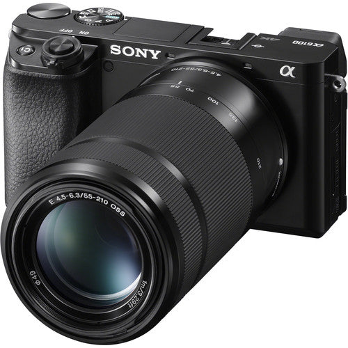 Sony Alpha a6100 Mirrorless Camera with 16-50mm and 55-210mm Lenses, Video Bundle + LED Video Light + Extreme Speed 64GB Memory(20pc Bundle)