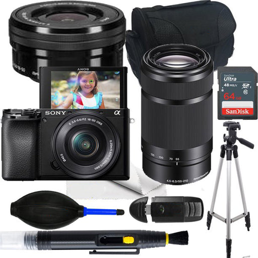 Sony Alpha a6100 Mirrorless Camera with 16-50mm and 55-210mm Lenses Ultimate Expo- Pro Bundle