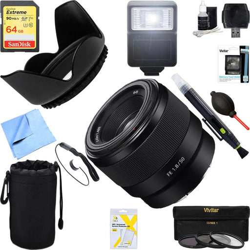 Sony FE 50mm F1.8 Full-frame Prime E-Mount Lens + 64GB Ultimate Kit