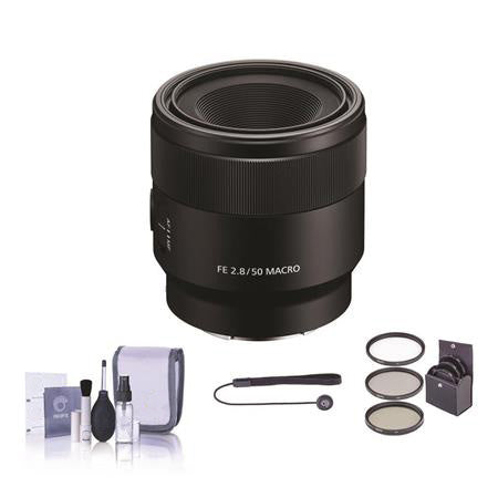 Sony FE 50mm F/2.8 Macro Lens for E-Mount Cameras - Bundle With 55mm Filter Kit, Cleaning Kit, Capleash II