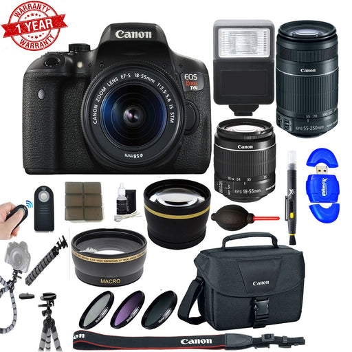Canon EOS Rebel T6i/800D DSLR Camera with 18-55mm Lens & 55-250mm IS Lens|64GB Accessory Kit