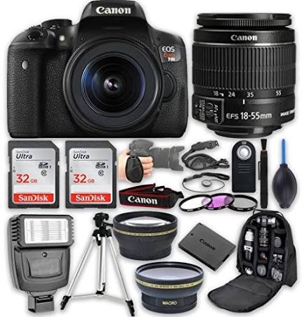 Canon EOS Rebel T6i/800D DSLR Camera with 18-55mm | 2x Sandisk 32GB Memory Cards | Backpack | Flash | Tripod & More Bundle