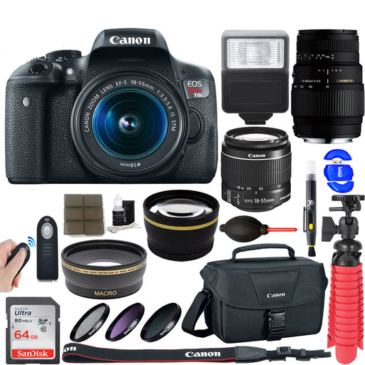 Canon EOS Rebel T6i/800D DSLR Camera with 18-55mm & 70-300mm Lenses Accessory Kit