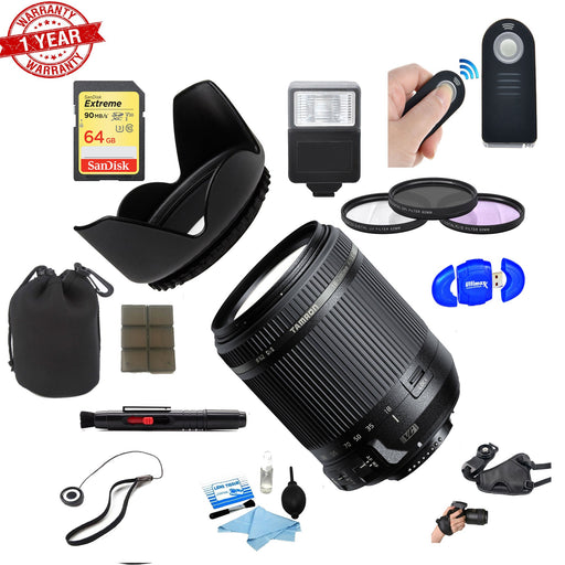 Tamron 18-200mm Di II VC All-In-One Zoom Lens for Canon / Nikon Mount|64GB Ultimate Filter & Flash Photography Bundle